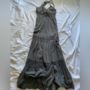 FREE PEOPLE BOHO BACKLESS HALTER LACEY MAXI DRESS**S